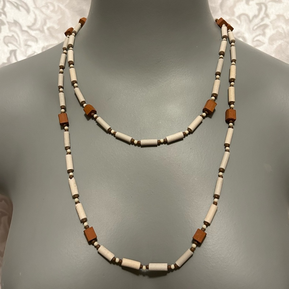 Boho Clay And Terracotta Beaded Necklace, 46 Inch Strand